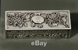Chinese Export Silver Scolar's Box c1890 Hung Chong