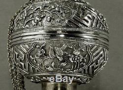 Chinese Export Silver Spice Box c1890 SEA LIFE