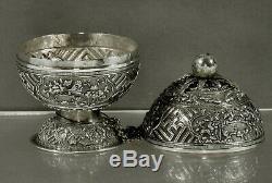 Chinese Export Silver Spice Box c1890 SEA LIFE