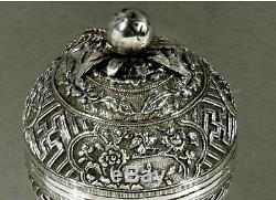 Chinese Export Silver Spice Box c1890 SEA LIFE