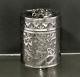 Chinese Export Silver Tea Caddy Battling Dragons Signed