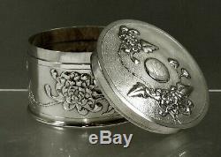 Chinese Export Silver Tea Caddy Tea Box c1890 Signed