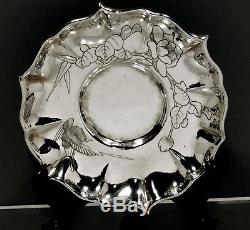 Chinese Export Silver Tea Cup & Saucer SIGNED HAND DECORATED