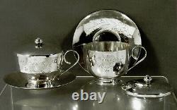 Chinese Export Silver Tea Set SIGNED IN CASE