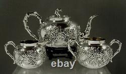 Chinese Export Silver Tea Set c1890 Wang Hing