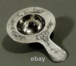 Chinese Export Silver Tea Strainer c1890 Tuckchang