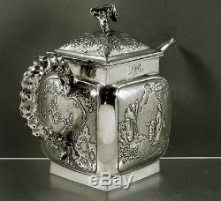 Chinese Export Silver Teapot c1875 WC Courteasan in Tea Garden