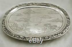 Chinese Export Silver Tray 50 FIGURES GEMWO c1875 WAS $7500 NO RESERVE