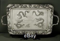Chinese Export Silver Tray SING FAT KWANGTUNG DIST. PRESENTATION