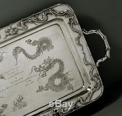 Chinese Export Silver Tray SING FAT KWANGTUNG DIST. PRESENTATION