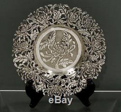 Chinese Export Silver Wine Coaster TRAY c1890 NANKING SILVER CO
