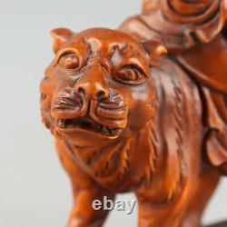 Chinese Exquisite Hand-carved Boxwood figure tiger statue