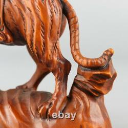 Chinese Exquisite Hand-carved Boxwood figure tiger statue