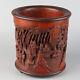 Chinese Exquisite Handmade Character Carving Bamboo Brush Pot