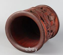 Chinese Exquisite Handmade character Carving bamboo Brush Pot