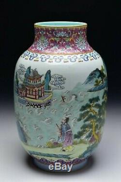 Chinese Famille Rose Porcelain Vase with Underglaze Blue Jiaqing Mark & Characters