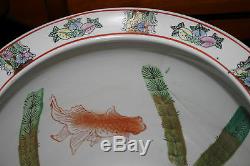 Chinese Famille Rose Pottery Planter Fish Bowl-Painted Scenes Men Women Flowers