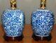Chinese Ginger Jar Lamps Phoenix Pair Blue & White Porcelain Tea Caddy Vases 7-o