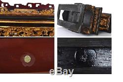 Chinese Gilt Lacquer Wood Carved Carving Buddha Altar Shrine Temple Box Stand
