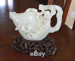 Chinese Hand Carved Top Quality Of He-Tian White Jade Teapot 2