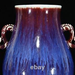 Chinese Kiln change Porcelain Handmade Exquisite Binaural Vase 28190