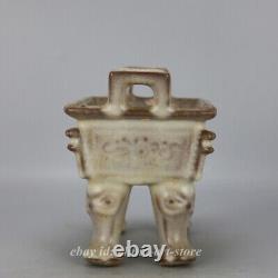 Chinese Longquan Guan Kiln Porcelain Four-footed Binaural Incense Burner Censer