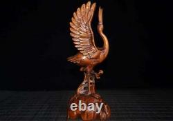 Chinese Natural Boxwood Hand-carved Crane Statue