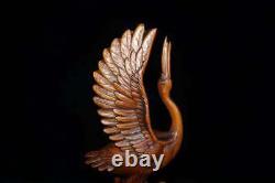 Chinese Natural Boxwood Hand-carved Crane Statue