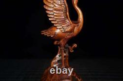 Chinese Natural Boxwood Hand-carved Crane Statue