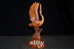 Chinese Natural Boxwood Hand-carved Crane Statue