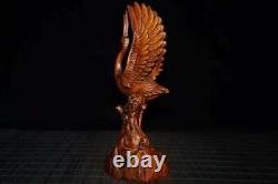 Chinese Natural Boxwood Hand-carved Crane Statue