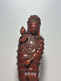 Chinese Natural Boxwood Handcarved Exquisite Guanyin Statue 10155