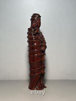 Chinese Natural Boxwood Handcarved Exquisite Guanyin Statue 10155