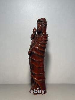 Chinese Natural Boxwood Handcarved Exquisite Guanyin Statue 10155