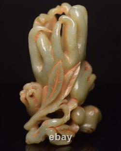 Chinese Natural Hetian Jade Hand-carved Exquisite Bergamot Statue 7461