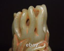 Chinese Natural Hetian Jade Hand-carved Exquisite Bergamot Statue 7461