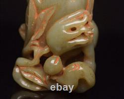 Chinese Natural Hetian Jade Hand-carved Exquisite Bergamot Statue 7461