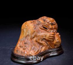 Chinese Natural HuangHuaLi Hand-carved Auspicious beast Incense Burners 3978