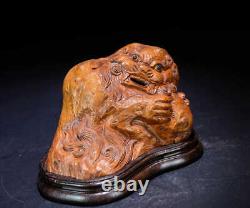 Chinese Natural HuangHuaLi Hand-carved Auspicious beast Incense Burners 3978