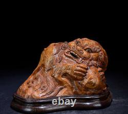 Chinese Natural HuangHuaLi Hand-carved Auspicious beast Incense Burners 3978