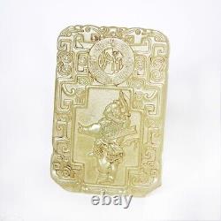 Chinese Natural Jade Plaque Pendant Carved Figure pattern