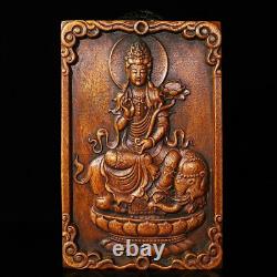 Chinese Natural Rosewood Handmade Carved Exquisite Guanyin Deco Art 26755