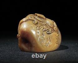 Chinese Natural Shoushan Stone Carved Dragon Seal Asian Antiques Collectible Art