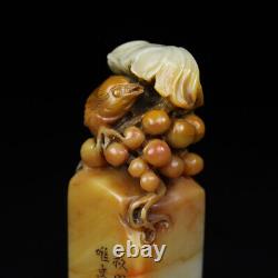 Chinese Natural Shoushan Stone Handcarved Exquisite Bird Statue Seal 10263