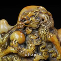 Chinese Natural Shoushan Stone Handcarved Exquisite Dragon Statue Seal 15677