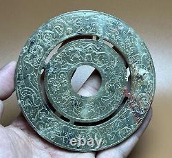 Chinese Old Jade Carved Strange Animal Design Bi Pendant Figure L 10.0 cm