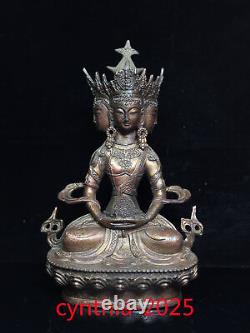 Chinese Old antiques Tibet Buddhism Pure copper Four sided Guanyin Tara Buddha