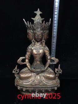 Chinese Old antiques Tibet Buddhism Pure copper Four sided Guanyin Tara Buddha