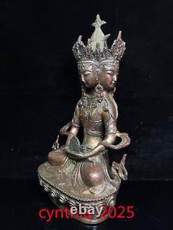 Chinese Old antiques Tibet Buddhism Pure copper Four sided Guanyin Tara Buddha