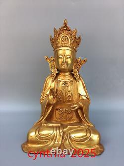 Chinese Old antiques Tibet Buddhism Pure copper Statue of Guanyin Tara Buddha
